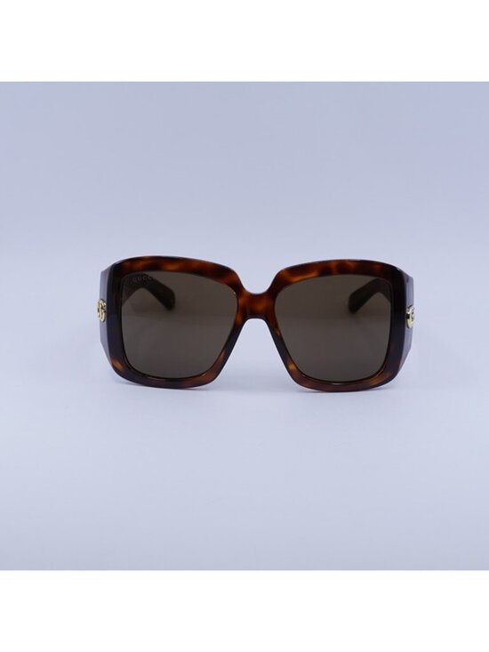 Gucci GG1402S 002 Sunglasses Havana Square Frame, Brown Lenses main image 7